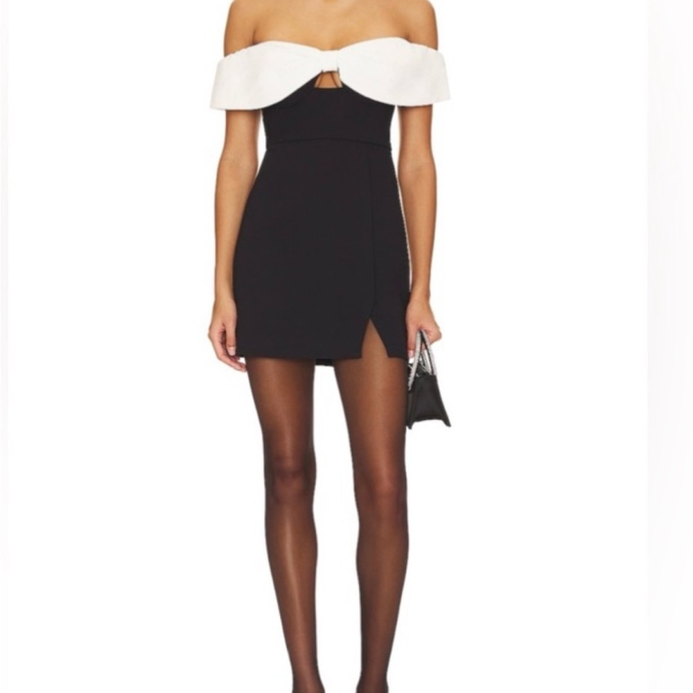 Self Portrait black bow mini dress NWT 4